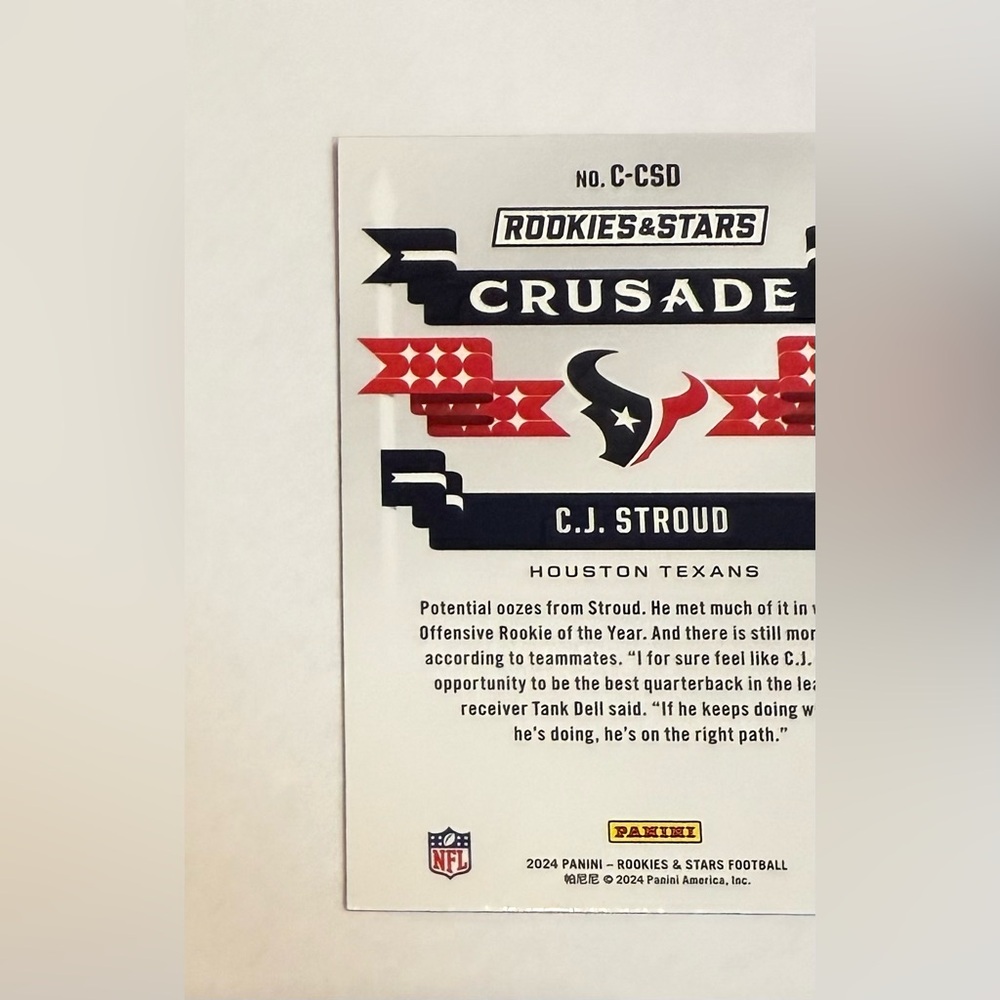 2024 Panini Rookies & Stars Crusade Card - Red and Silver CJ. Stroud # C-CSD - Picture 7 of 8